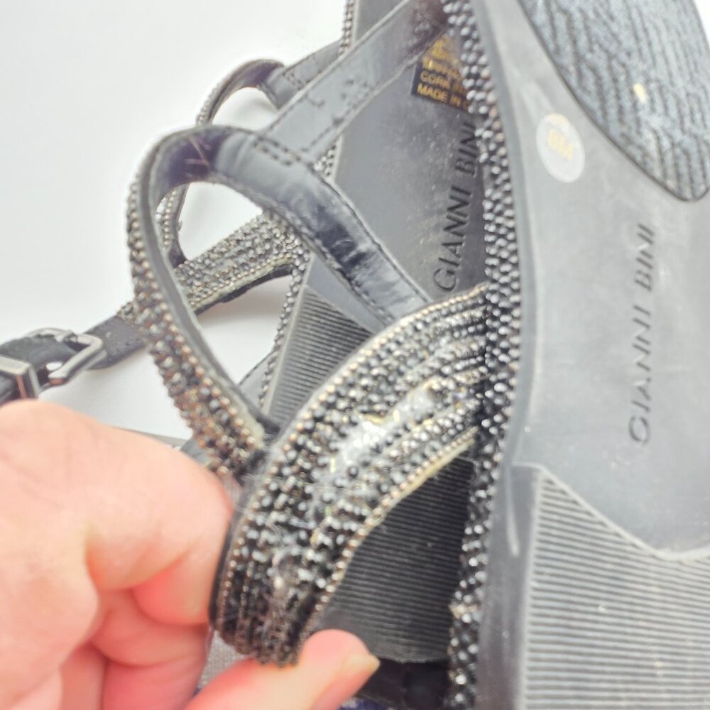 Gianni Bini Avellia Black Jewel Embellished T-Strap Sandals – Women's Size 8M - Picture 10 of 14